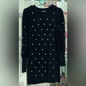 Black polka dot sweater dress